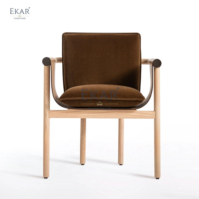 Modern Sleek Saddle Leather Dining Chair with Solid Wood Legs Comfort Steel Metal for Home Office Bar PC Material Stool