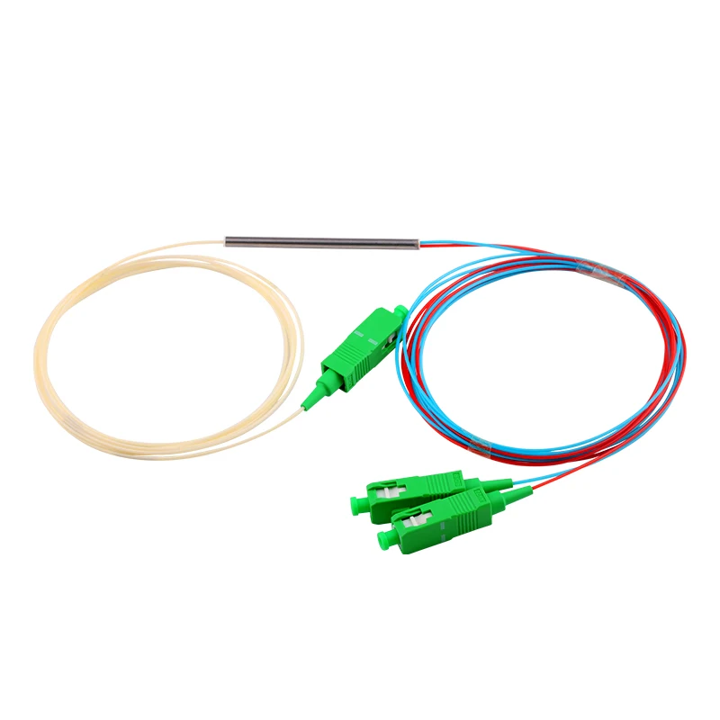 Low Insertion Loss 0.9mm SC APC 1x2 Mini Tube FBT  Fiber Optic Splitter