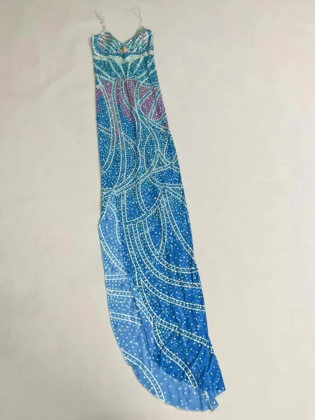 2024 New Design Sleeveless Dress Women Orange Colorful Rhinestones Feather Sexy Transparent Chiffon Casual Nightclub Birthday