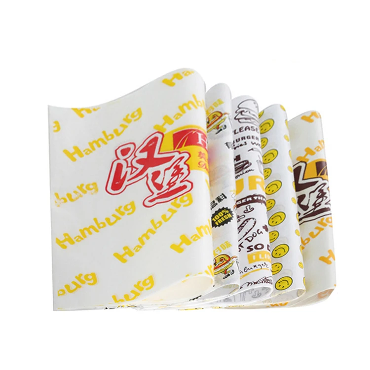 Custom Logo Restaurant Hamburger Paper Wrapping Food Paper For Packaging PE coating Greaseproof Paper
