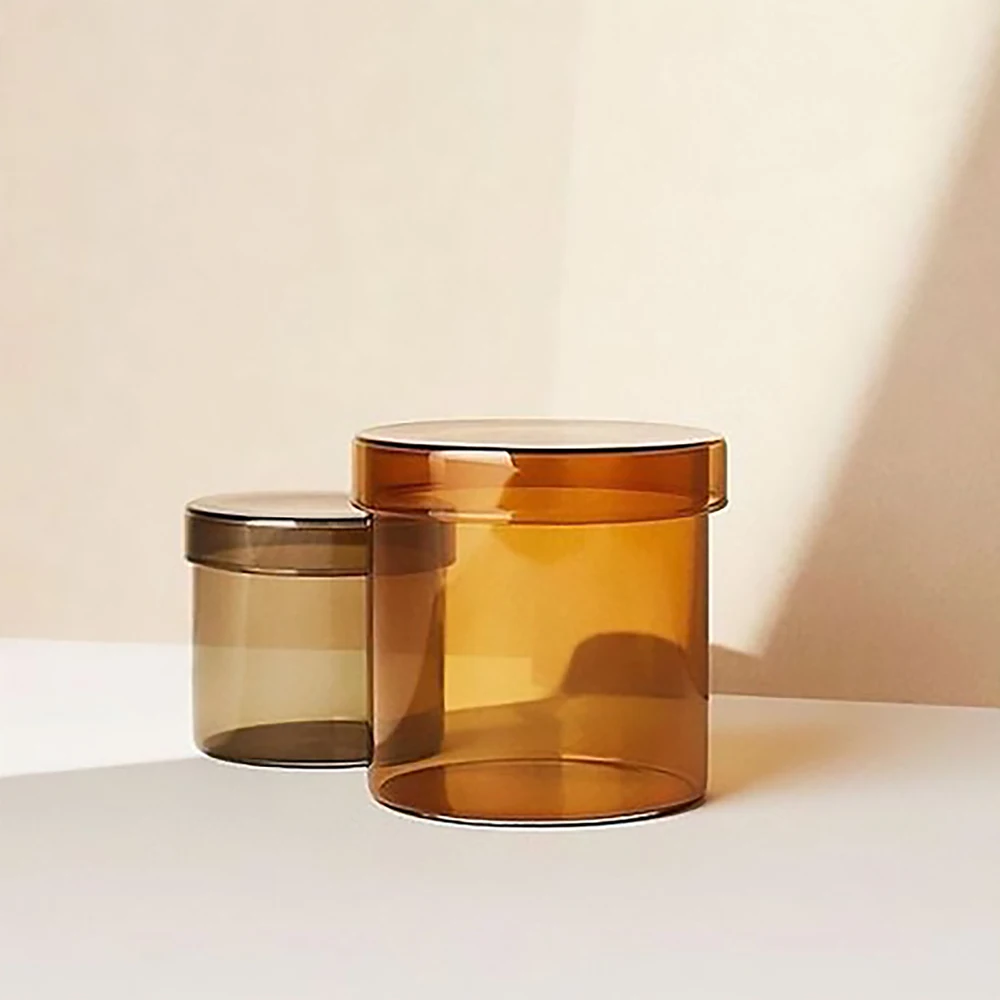 Wholesale Custom Color Empty Candle Container with Glass Lid Glass Jars for Candle Making