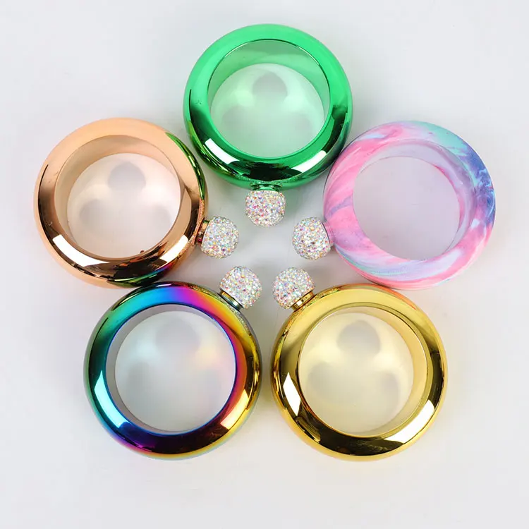 Creative Custom 304 Stainless Hip Flask 100ml 3.5oz Portable Round Wine Bottle Vodka Alcohol Drinkware Bangle Bracelet Hip Flask