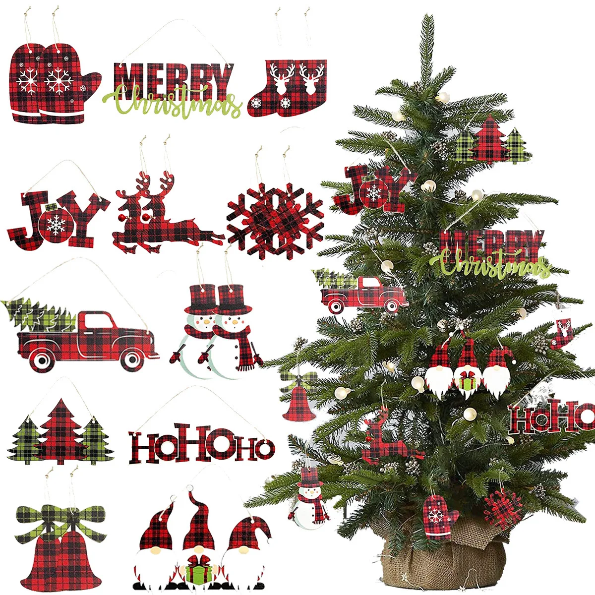 Hot Sell Christmas pendant Snowflake Dwarf Snowman Listing ornament Christmas Tree decoration Listing banner