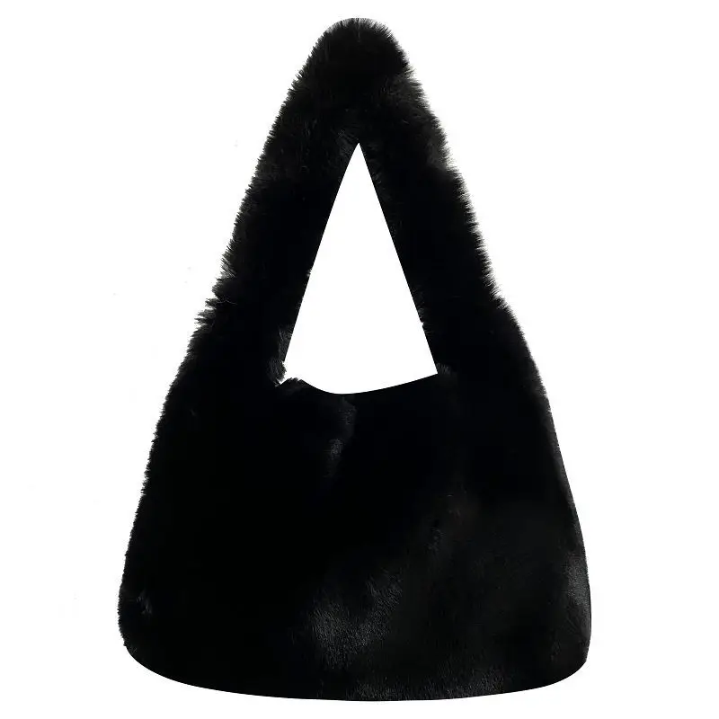 Winter New Products Women Fluffy Shoulder Bag Plush Faux Fur Soft WarmTote Handbag
