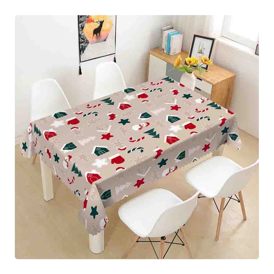 Wholesale Christmas Printed Waterproof Oilproof Polyester TableCloth pvc printed tablecloth