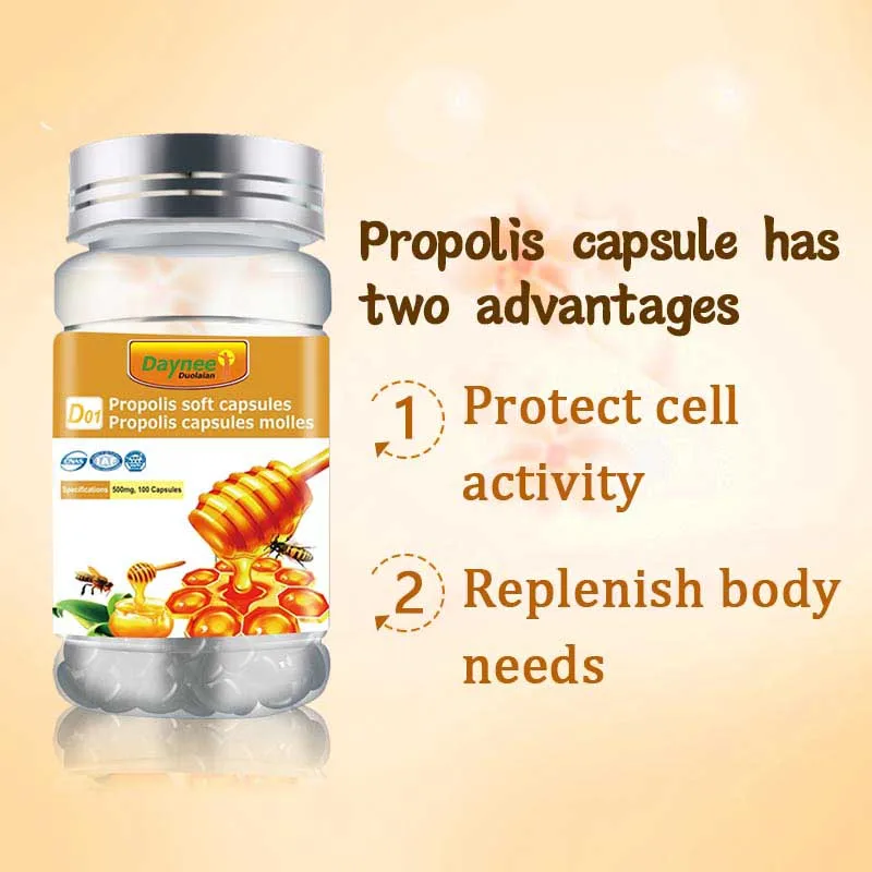 Factory owned brand OEM natural propolis bee pollen extract soft capsules nutritional supplements