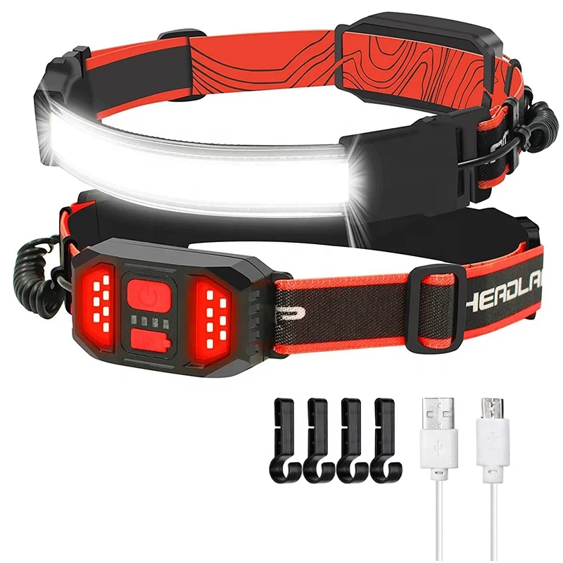 LED Headlamp 2-Pack Rechargeable Head Lamp Light Bar 270 Illumination Wide Beam COB Lightweight head light Waterproof Headlamp