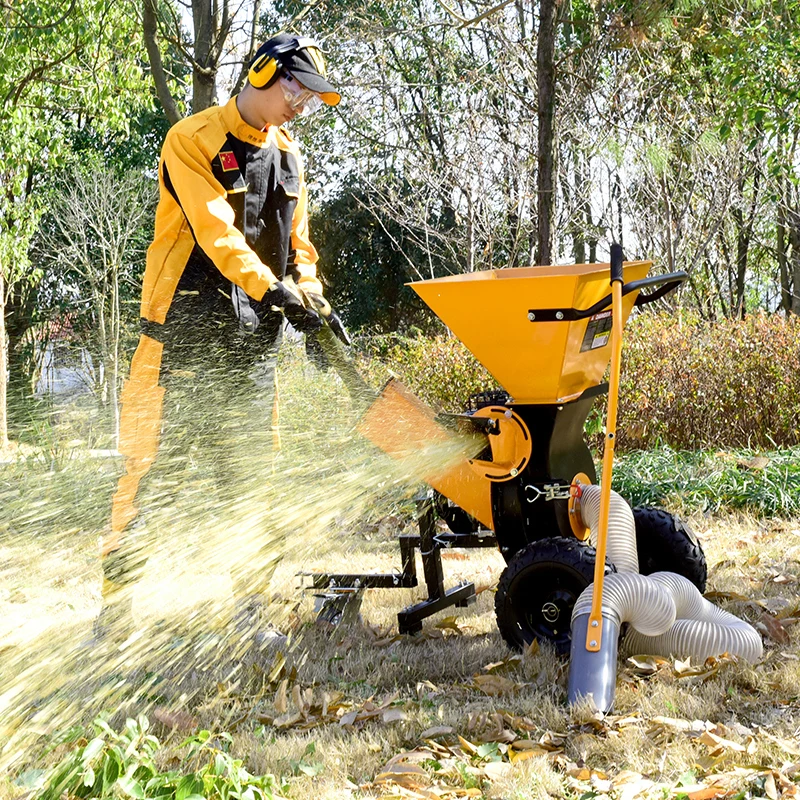 Mult-function yellow and black type  Electric Start Engine Branch Wood Chipper tree shredder Mulcher shredder
