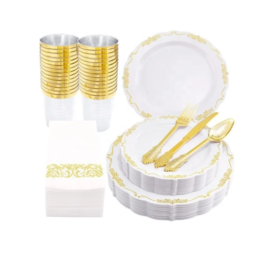 disposable plates for party elegant disposable plates  gold and white silverware decorative disposable wedding dinner plate