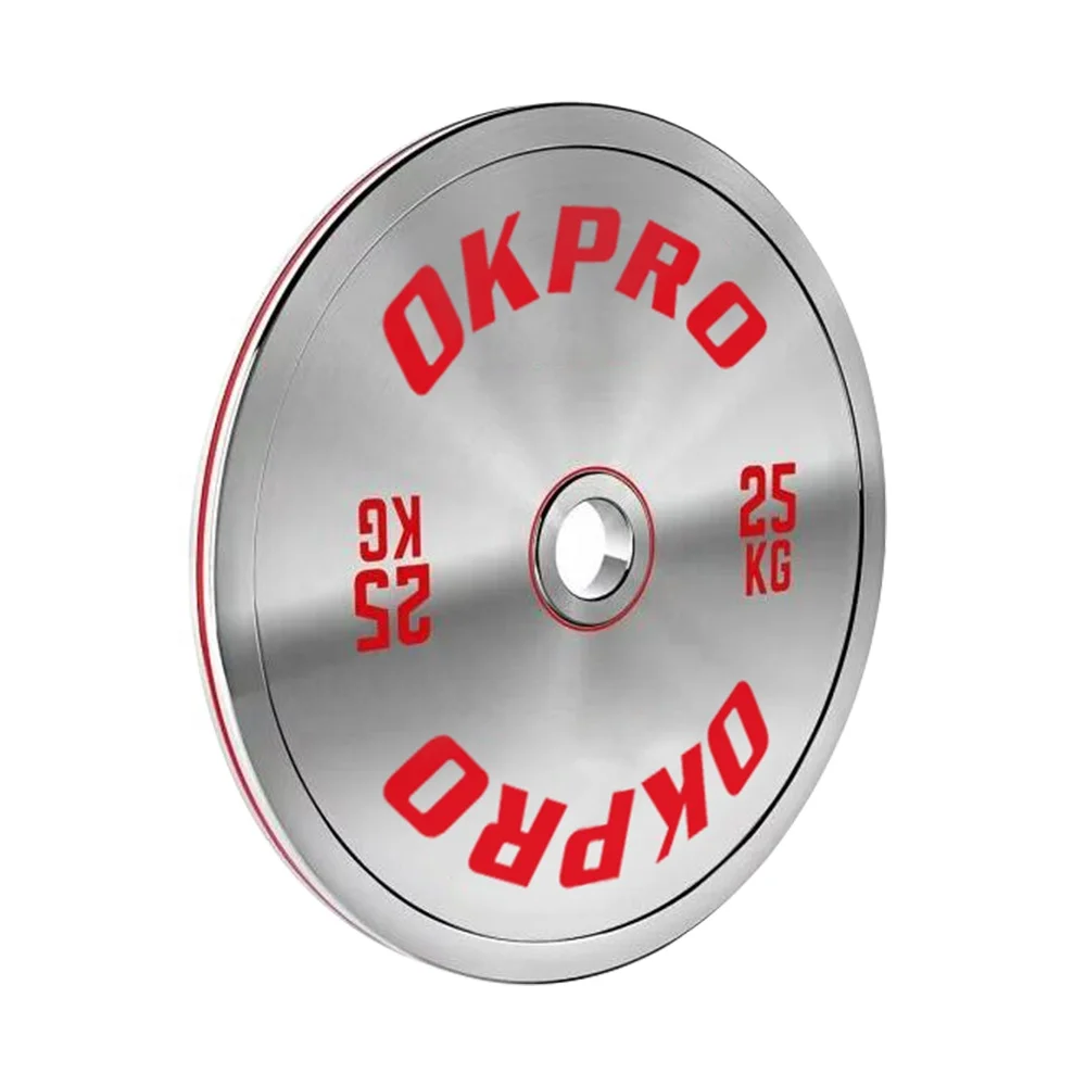 OKPRO Weightlifting High Durometer Gym Fitness Training Barbell Calibrated Steel Weight Plates