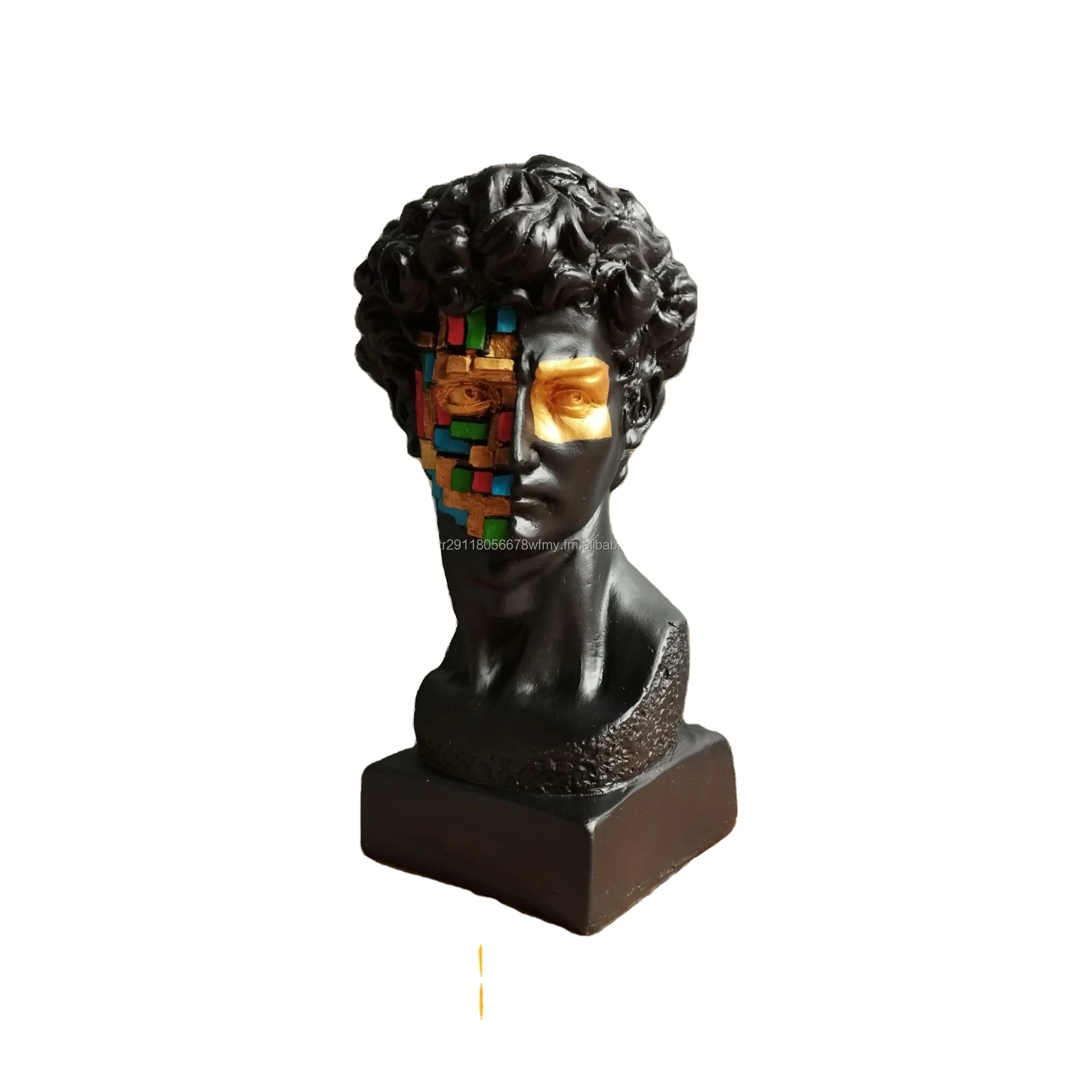 Modern Home Decoration Luxury Style David Bust Statue Ancient Greek Decor Resin Art Objects for Shelf Decor Home Fashion