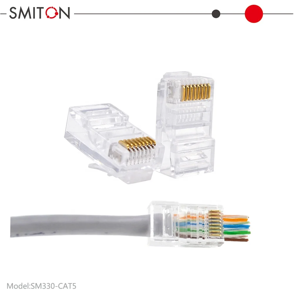 RJ45  8P8C pass through connector Cat6 rj 45 Rg45 connectors for Network utp pass through rj45 connector cat6