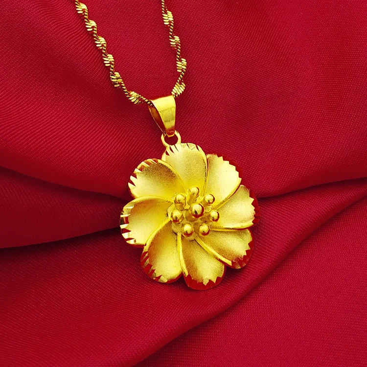 Fashion Gold Flower Pendant Vietnam Gold Necklace Jewelry Women