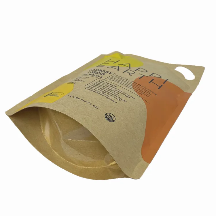 Biodegradable Recyclable Kraft Paper Shampoo Spout Pouch for Chocolate Stand up with Liquid Soap