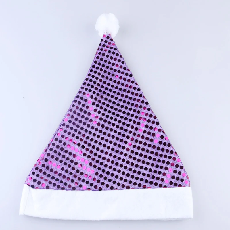 
CR-B113A Xmas Decor Non-Woven Edge Glitter New Arrival Multi Color Sequin Purple Christmas Hats 