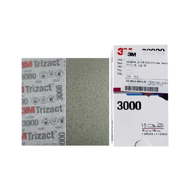 3M 30290 Trizact Hookit 2 3/4 In X 5 1/2 In 70 Mm X 140 Mm 3000 Grade 15 Sheets Per Pack 4 Packs Per Case Foam Sheet