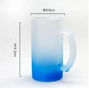 Wholesale 16oz Color Handle Matte Drinking Glass Sublimation Stein Mug Wine Cup Gradient Colorful Bottom Frosted Glass Beer Mugs