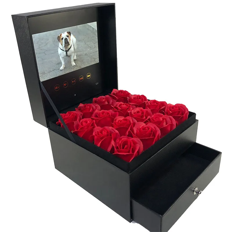 Upload Your Video Lcd Screen Flower Gift Box For 2021 Mothers Day Gift