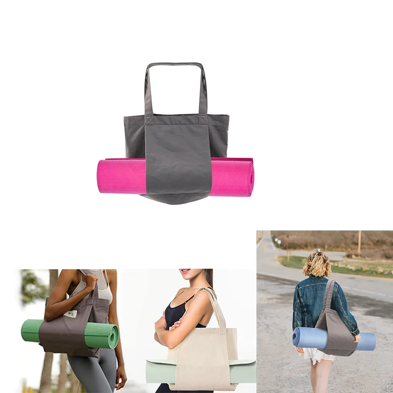 Custom canvas tote bags with Yoga mat carrier pockets carry all shoulder bags for , exercise, Pilates, travel, beach and gym