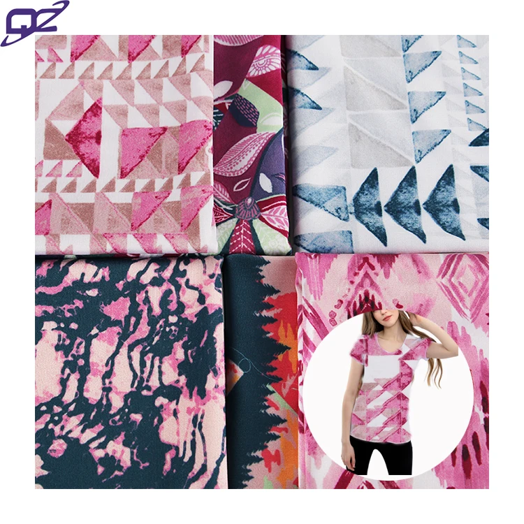 Manufacture sales Anti Pill Polyester Spandex 4 Way Stretch Jersey Custom Digital Print Fabric For T-shirt
