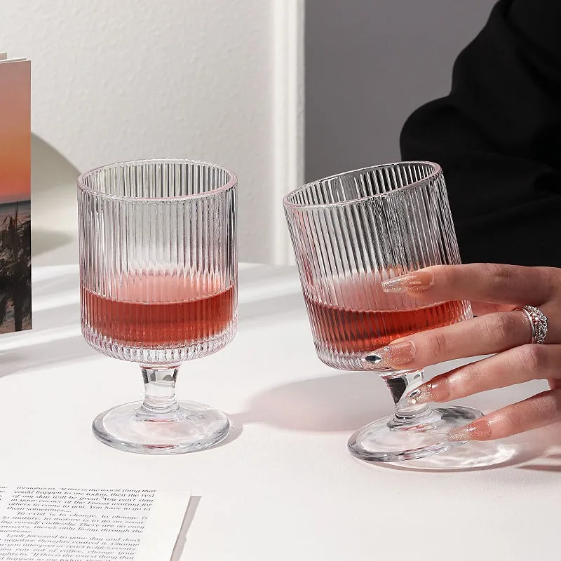 Wholesale 8oz 250ml Vintage Glass Goblet with Stem Old Fashioned Design for Wine Juice Beverage