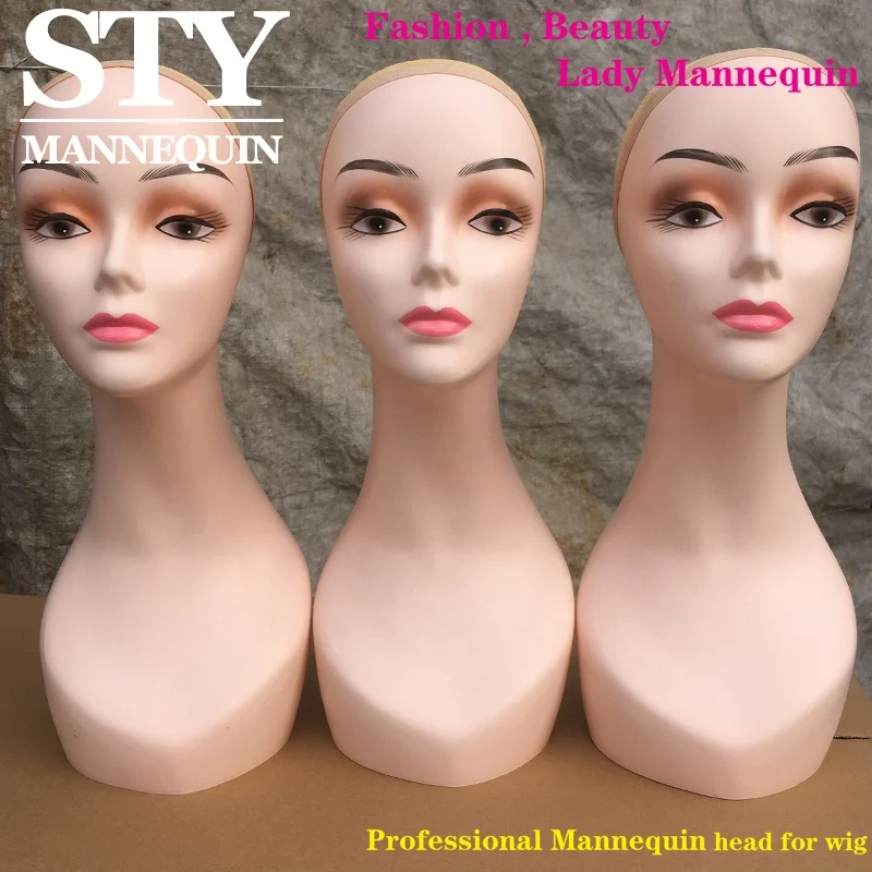 pink mannequin head Yellow eye shadow head mannequin display wholesale human hair mannequin head