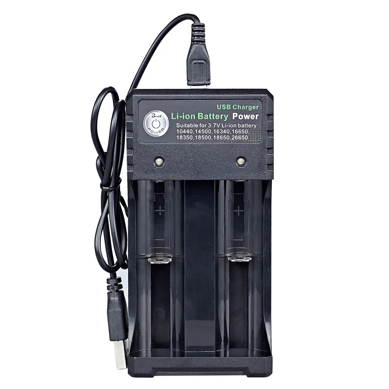 18650 charger double slot USB strong light flashlight 3.7V cylinder lithium