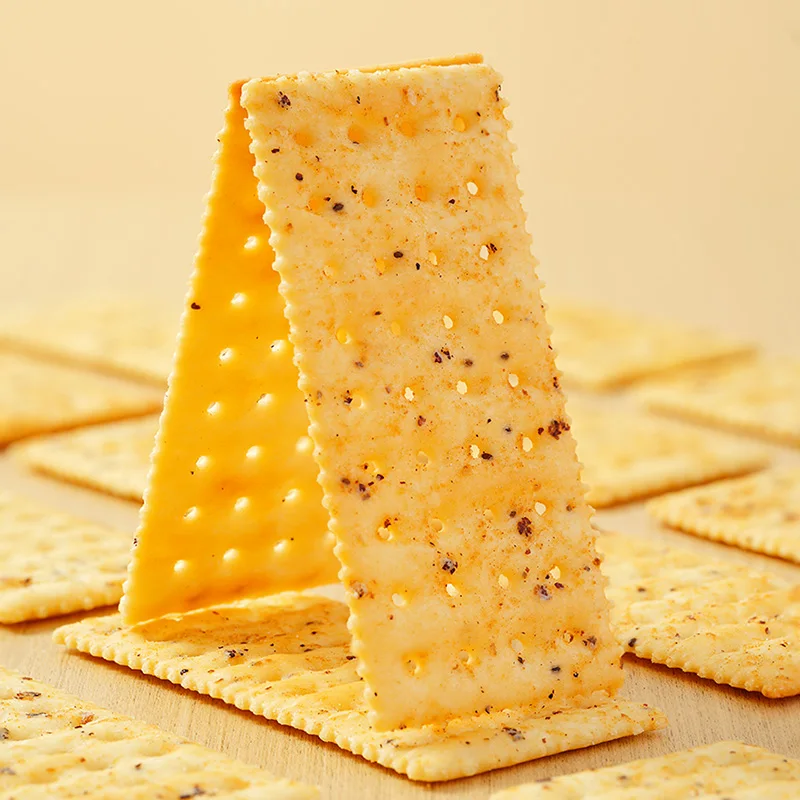 Soda Salty Biscuit Black Truffle Ham Chia Seed Quinoa Flavor Healthy Food Afternoon Tea Snack Cookies Wholesale
