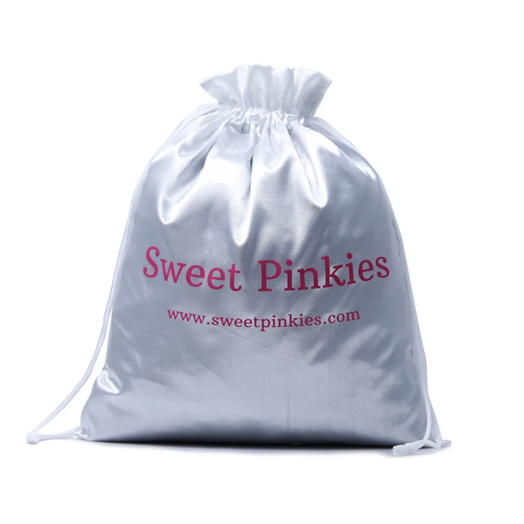 Custom satin hair bag with logo jewelry cosmetics gift silk bag hair packaging wig storage bag