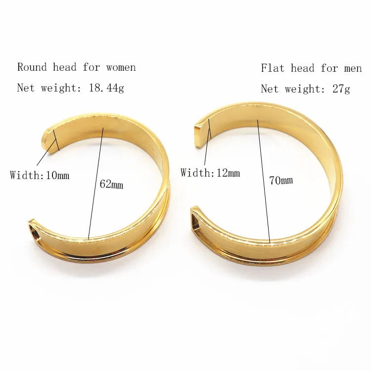 AJL Jewelry Wholesale Factory Price 12mm Wide Chunky Stainless Steel Cuff Bracelet Channel Blank Open Bangle for Inlay