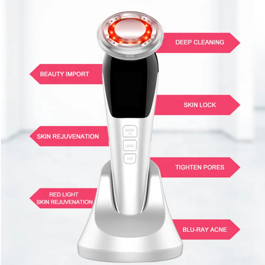 2022 EMS Facial Massager LED light therapy Sonic Vibration Wrinkle Removal Skin Tightening Hot Cool Treatment Beauty Device