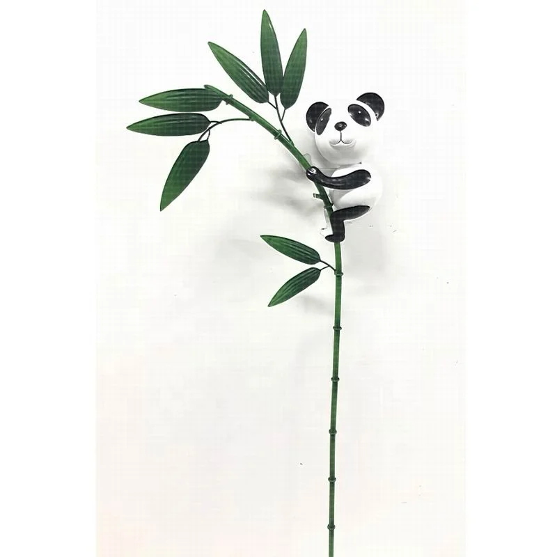 China cute garden panda outdoor panda decor stake, custom design metal animal stake panda garden
