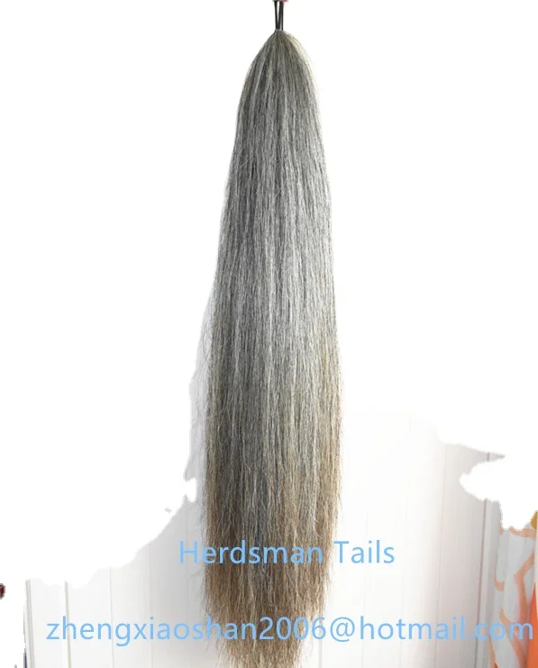 Medium Grey Natural Loop False Horse Tail Extension 70-75CM Double Thickness With Real Horse Hairs For Sale