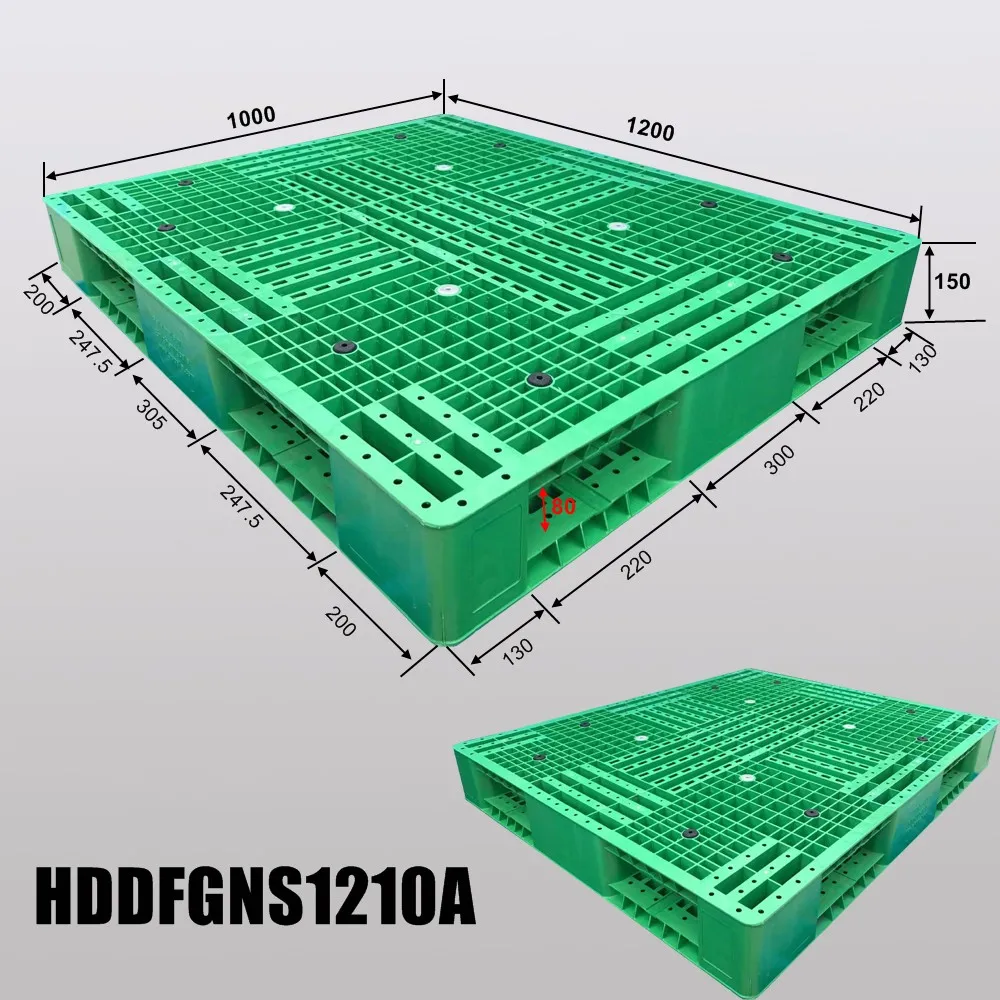 HUADING 48x40 Polyethylene Forklift Plastic Pallet Single Faced 4-Way Entry HDPE Material Industrial Storage Logistics Use