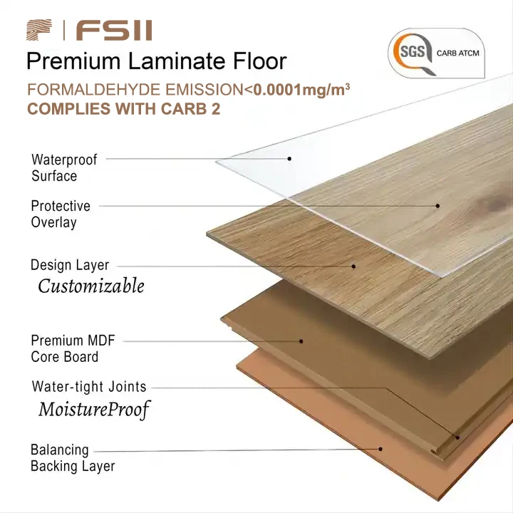 FSII High Quality Solid wood material Spc Vinyl Plank Laminate Flooring Wood Looking Laminate Flooring