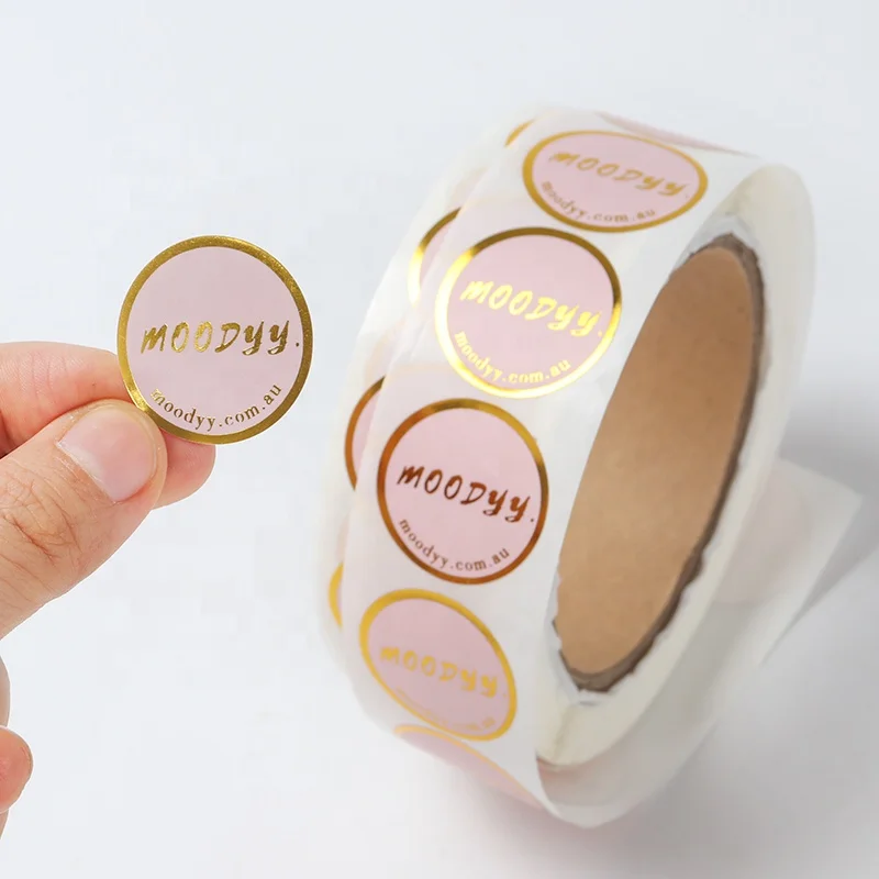 Custom printed waterproof pet logo round label stickers label with gold foil