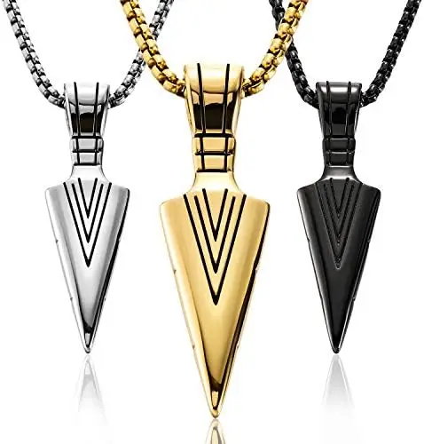 XL23067 European And American Popular Gold-plated Stainless Steel Arrow Necklace Fashion Hiphop Titanium Popcorn Chain Necklace