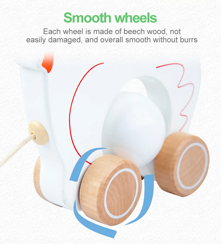 Wholesale OEM ODM Custom Push Pull Along Chicken Duckling Egg Dragging Cart Truck Baby Toddler Animal Educational Wooden Toy