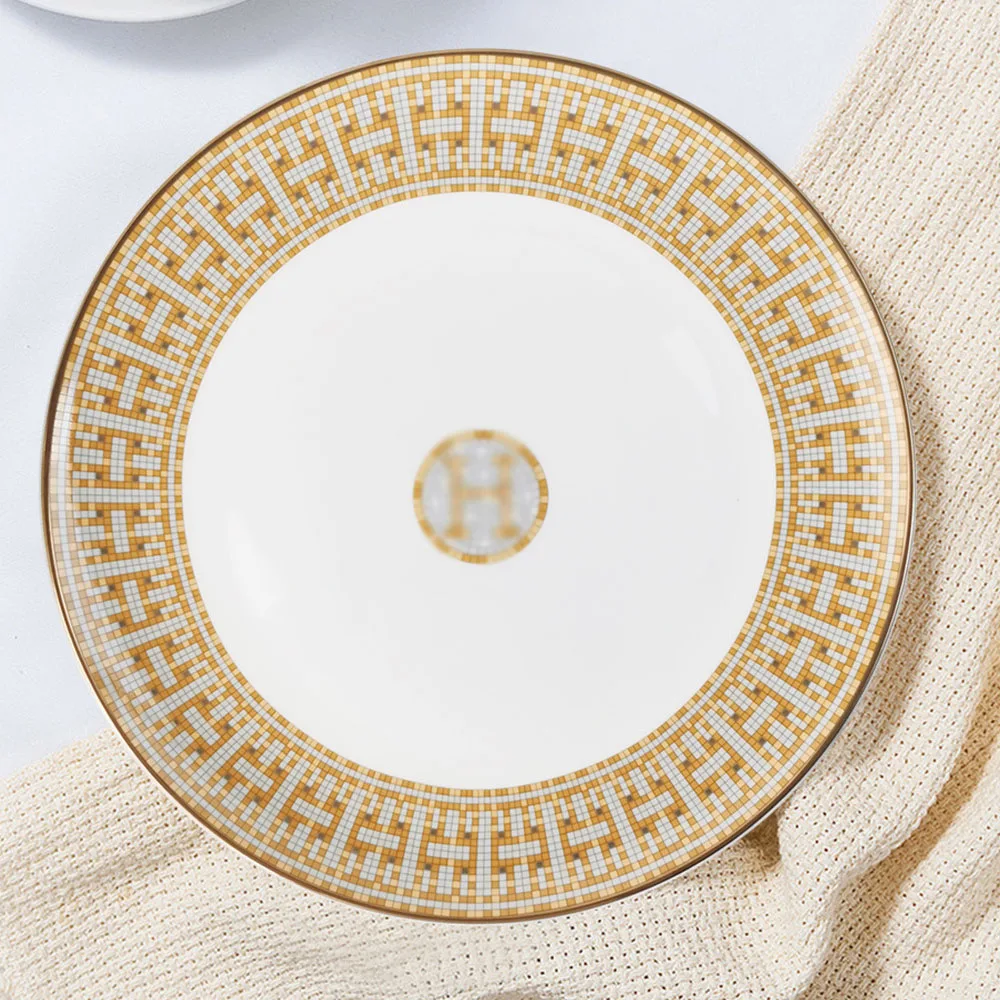 Wholesale Bone China Dinnerware Set 4pcs Plate Set Nordic Mosaic Horses Porcelain Dishes Plates