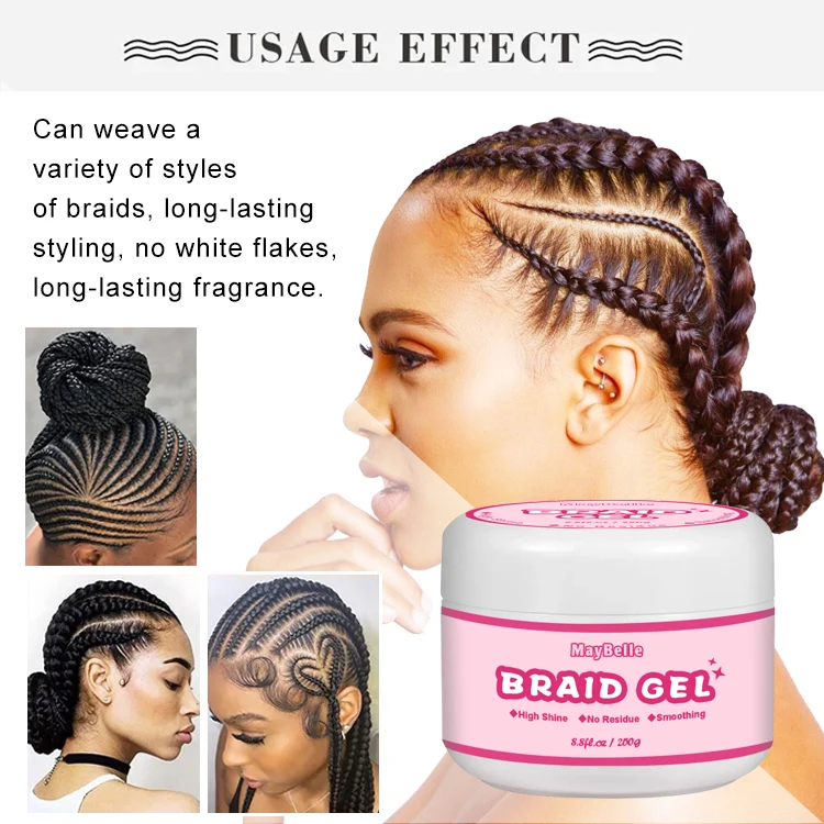 No White Private Label Loc Gel Extra Hold Travel Size Edge Control Extreme Hold Long Lasting Add Shine Braid Mousse