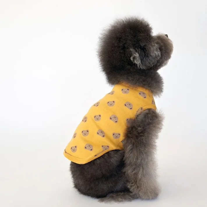 Wholesale Custom INS Korea Spring Autumn Pet Home Clothes Cute Bear Pattern Dog Vest Puppy Cotton Air Conditioning Apparel
