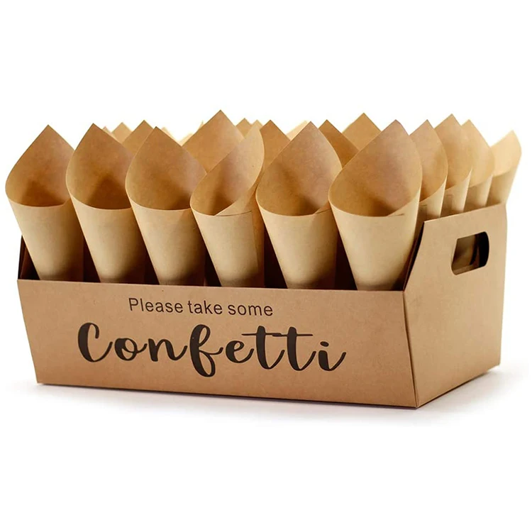 Eco Ice Cream French Fry Waffle Egg Wedding Confetti Cone Stand Packaging Box Tray Holder Kraft Shipping Mailer Box