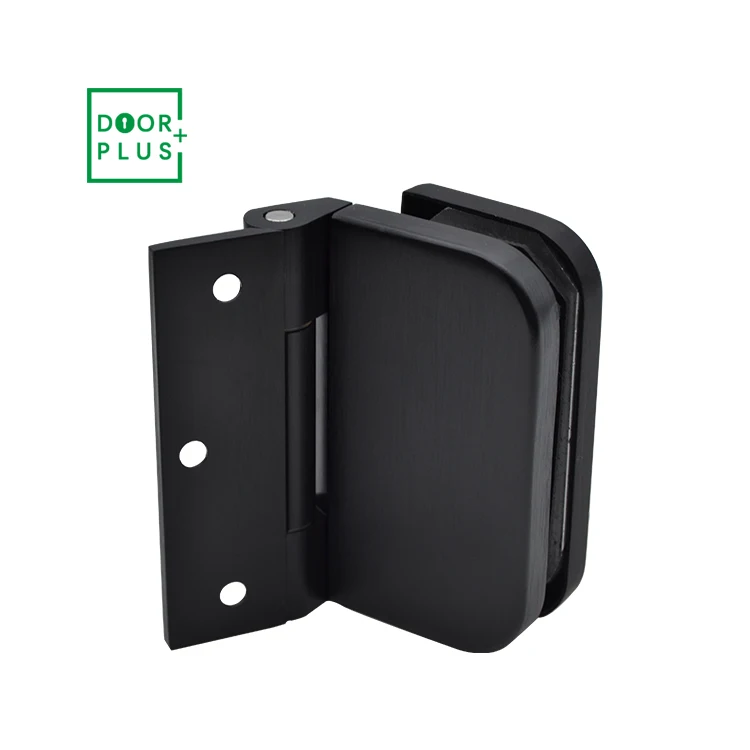 Doorplus Matte Black Aluminum Alloy Hinge Office Glass Door Clamp Glass Sliding Door Hinge Furniture Cabinet Glass Door Hinges
