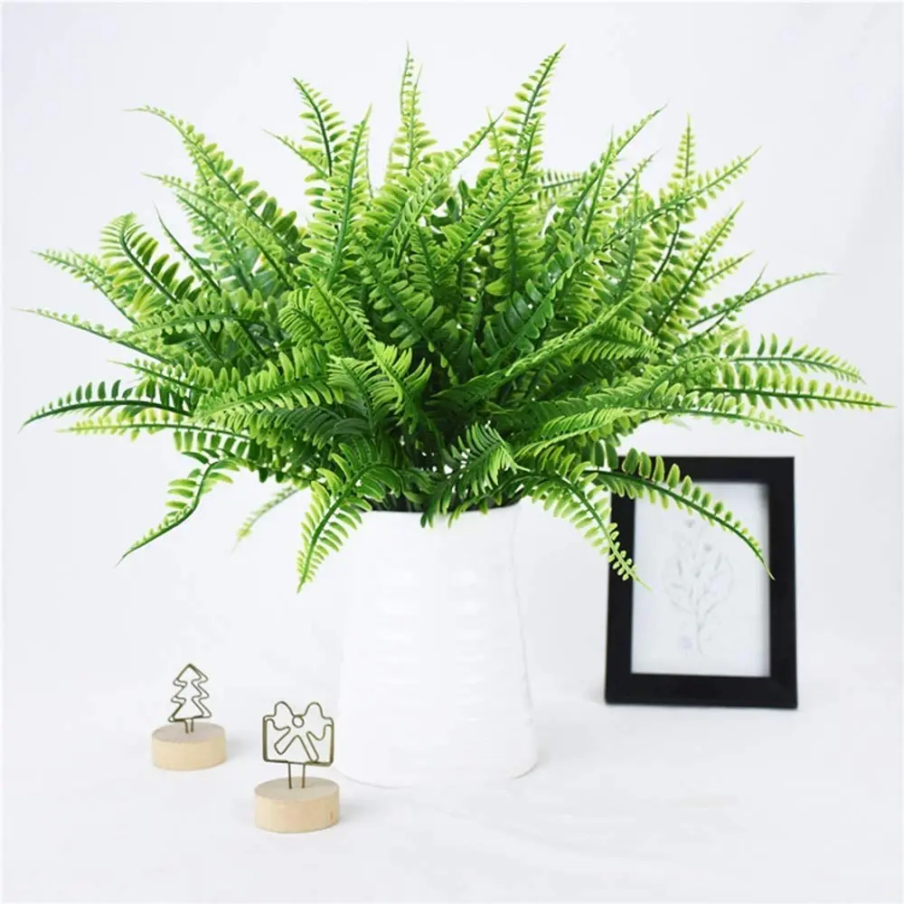 4pcs Green Artificial Ferns Plant Artificial faux Boston Fern Plastic Plants Bushes for Outdoor indoor decor UV Resistant