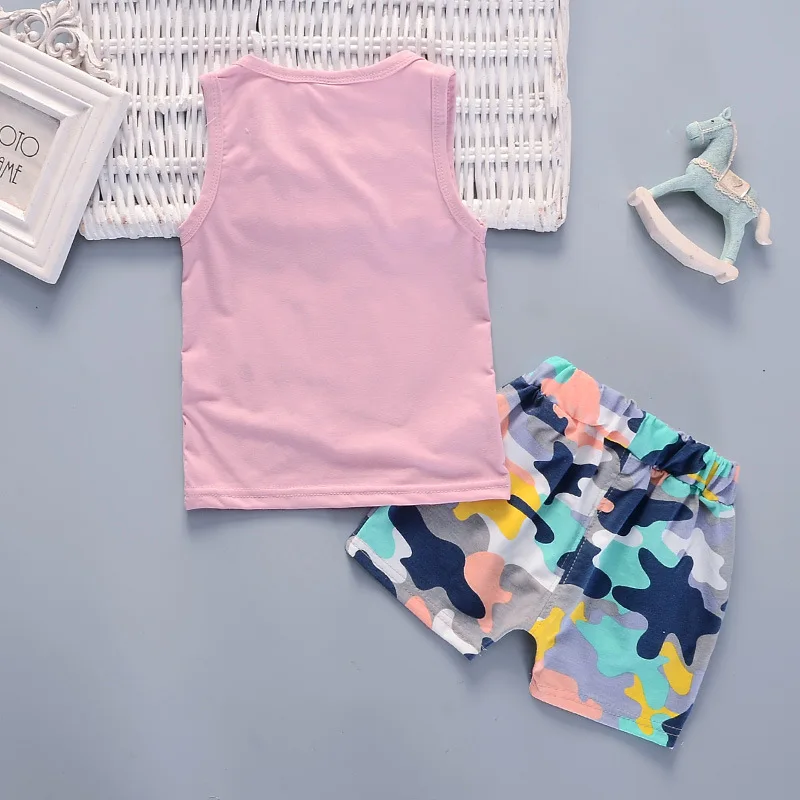 boutique kid summer clothing sets baby color camouflage boy girl vest pant toddler baby sleeveless costume children clothes