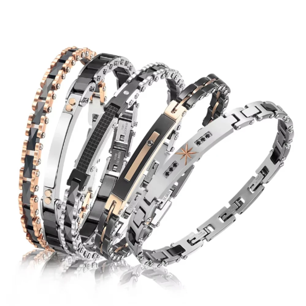 New Fashion Jewelry Bracelets High Quality Ceramic 316 Stainless Steel Bracelet Men