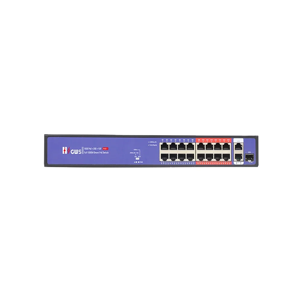 HZGWS brand 16 Ports POE Switch build-in power IEEE802.3af/at Ethernet 10/100/1000M Commercial POE Switch