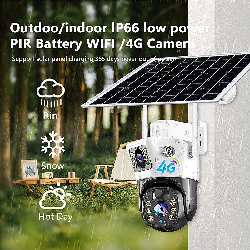 V380PRO Wireless Solar Home Security Camera 4K IP Night Vision PIR Sensor PTZ Features. Memory/SD Card 4G SIM Card Compatibility