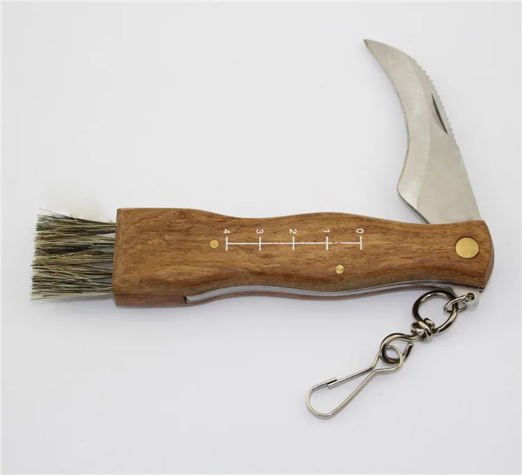 Wooden handle Mushroom knife with hairbrush Accept Customized Logo