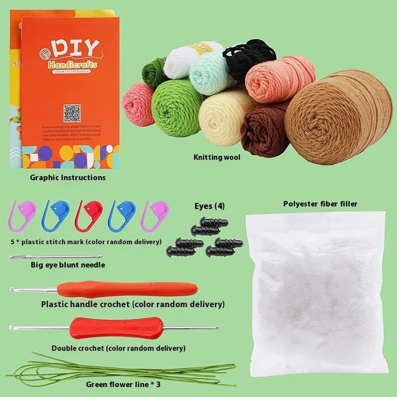 DIY Crochet Kit for Beginners Cotton Material DIY Gift Pack Cute Animal Series Ornament for Unisex Hot Selling